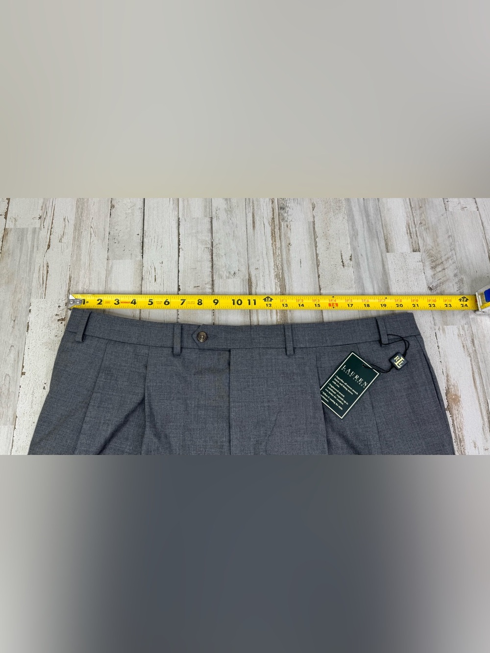Lauren Ralph Lauren Gray 100% Wool Pleated Cuffed Dress Pants 42x30 NWT Read - Picture 7 of 12